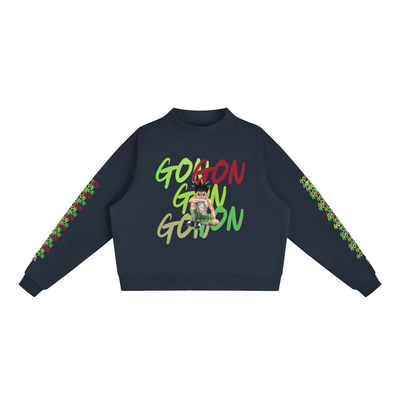 Essential Gon HxH Fleece Mock-Neck Crew Sweatshirt