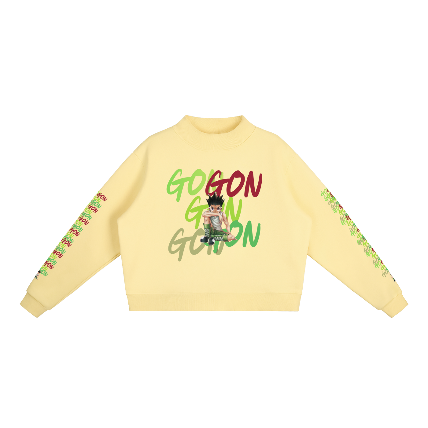 Essential Gon HxH Fleece Mock-Neck Crew Sweatshirt