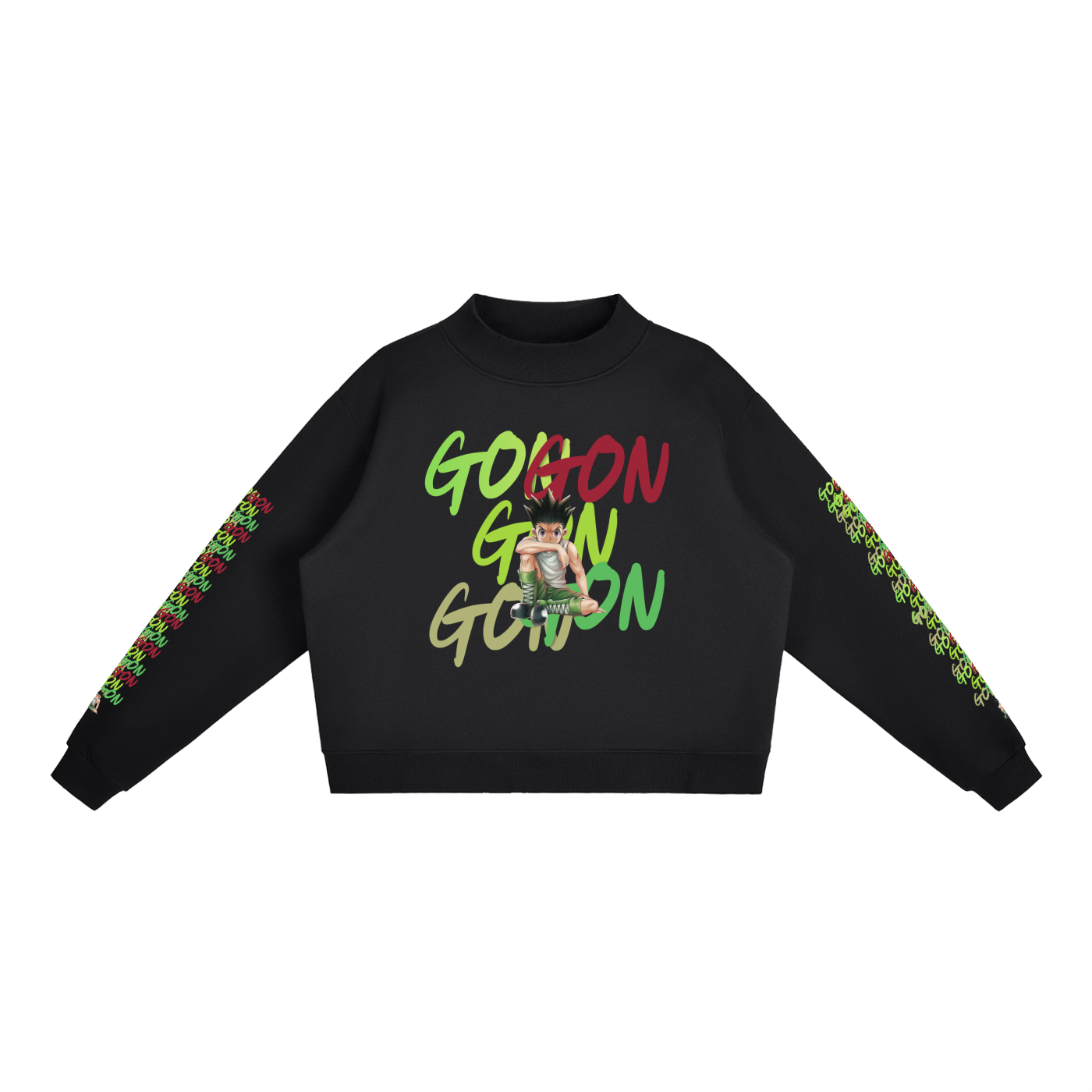 Essential Gon HxH Fleece Mock-Neck Crew Sweatshirt