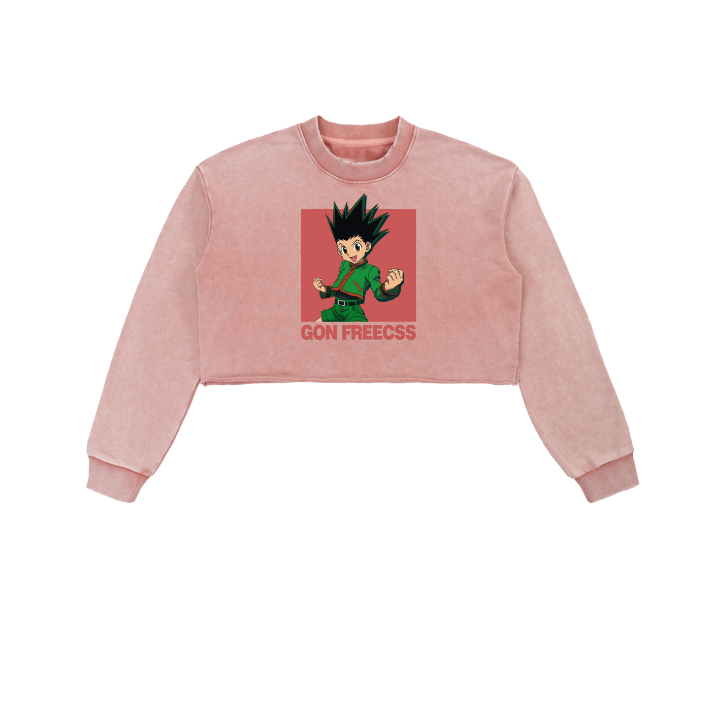 Snow Washed Gon HxH Raw Edge Women Cropped Sweatshirt