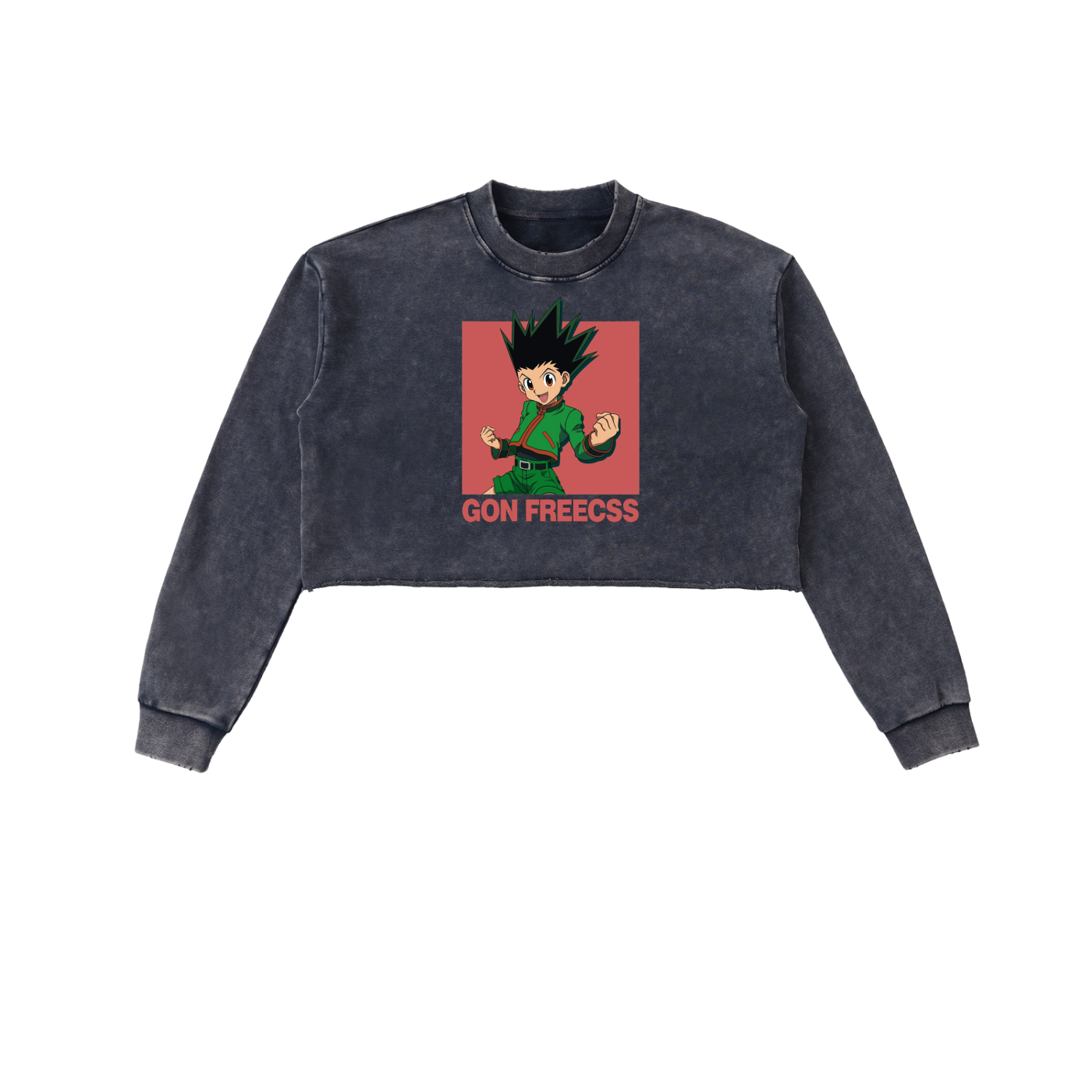Snow Washed Gon HxH Raw Edge Women Cropped Sweatshirt