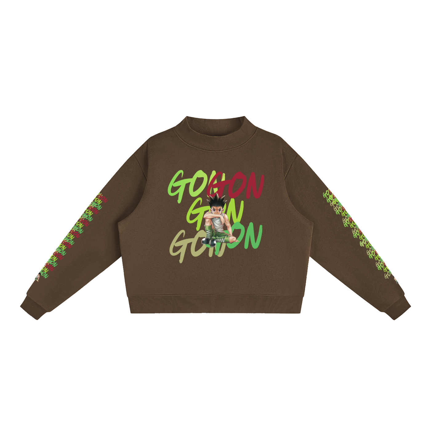 Essential Gon HxH Fleece Mock-Neck Crew Sweatshirt
