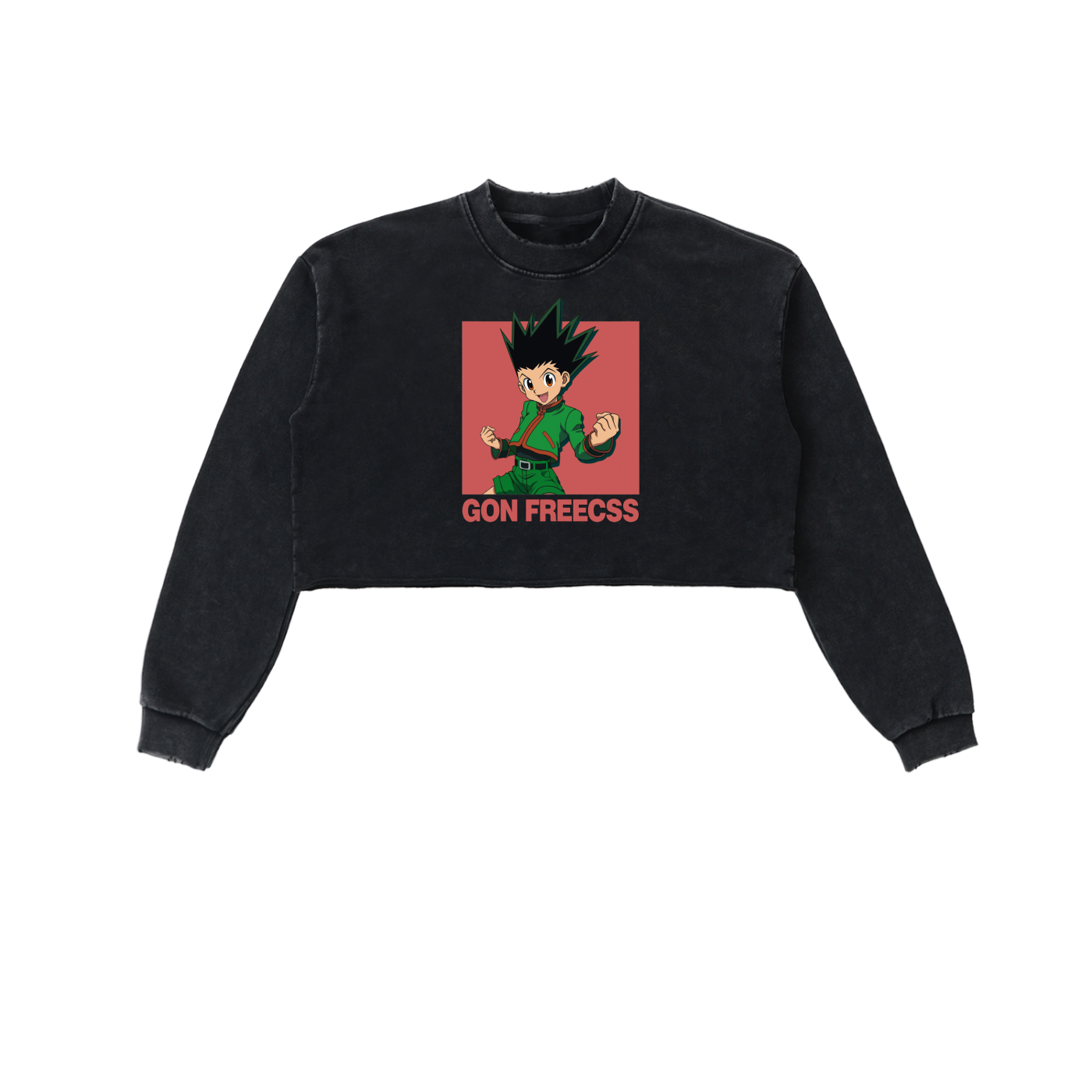 Snow Washed Gon HxH Raw Edge Women Cropped Sweatshirt