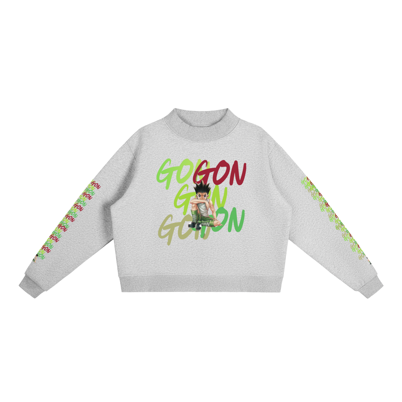 Essential Gon HxH Fleece Mock-Neck Crew Sweatshirt