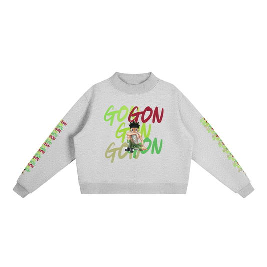 Essential Gon HxH Fleece Mock-Neck Crew Sweatshirt