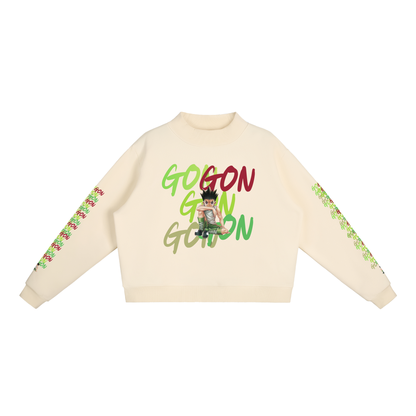 Essential Gon HxH Fleece Mock-Neck Crew Sweatshirt