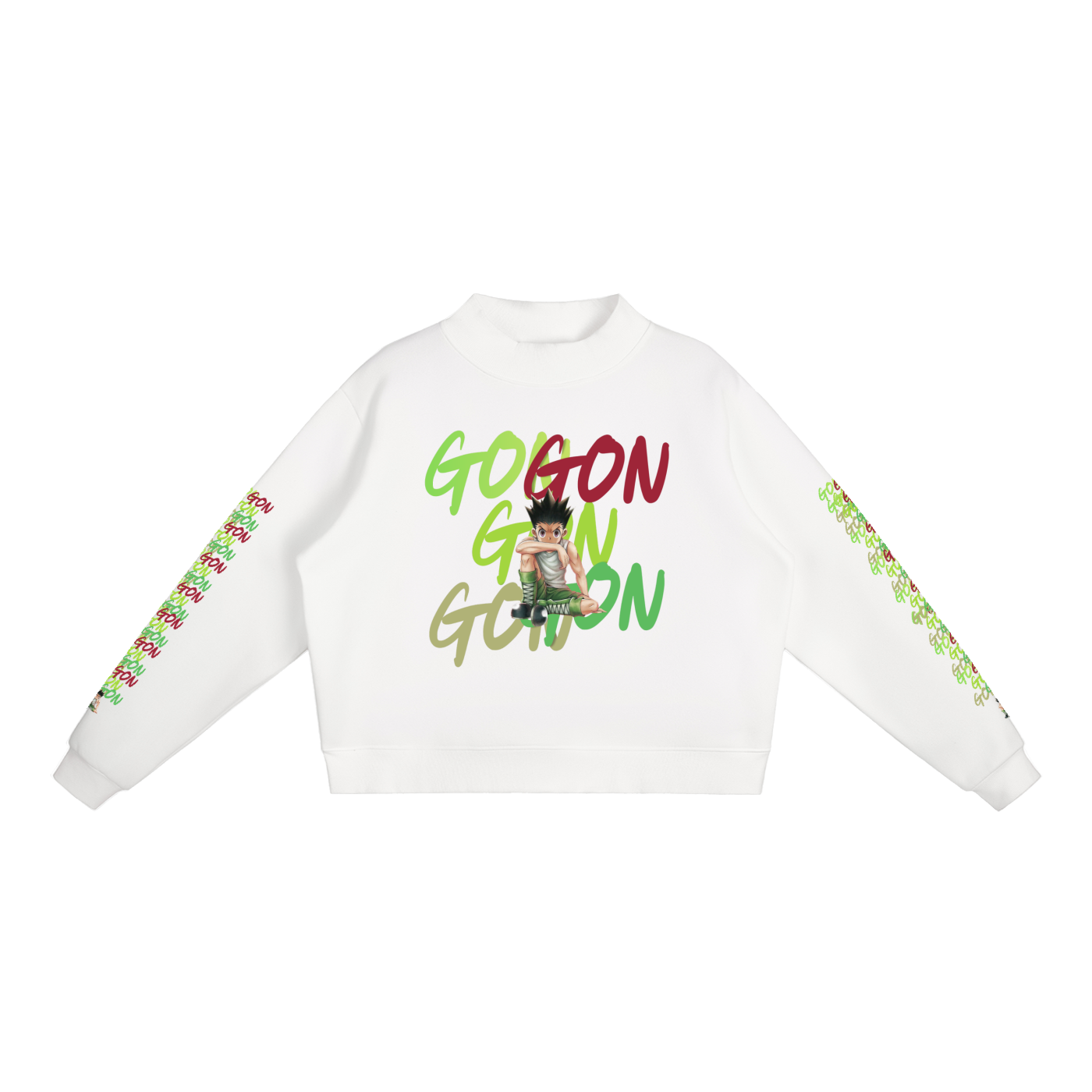 Essential Gon HxH Fleece Mock-Neck Crew Sweatshirt
