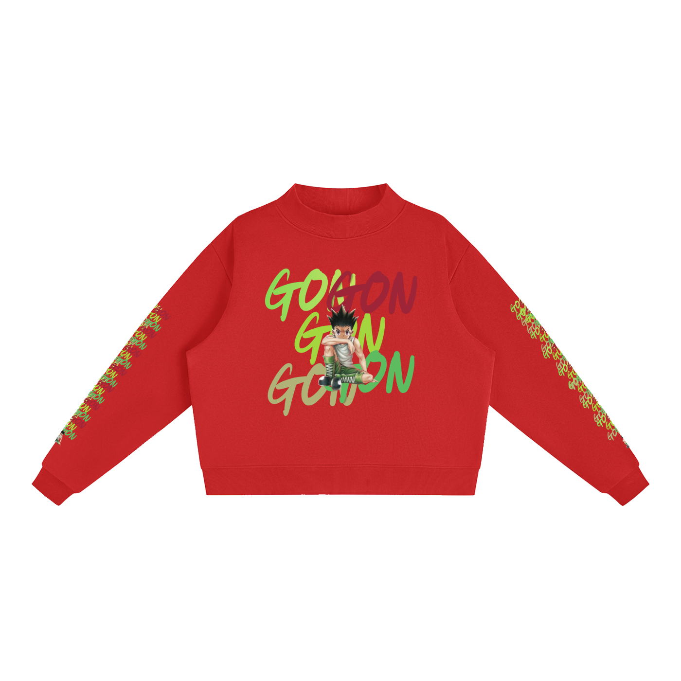 Essential Gon HxH Fleece Mock-Neck Crew Sweatshirt