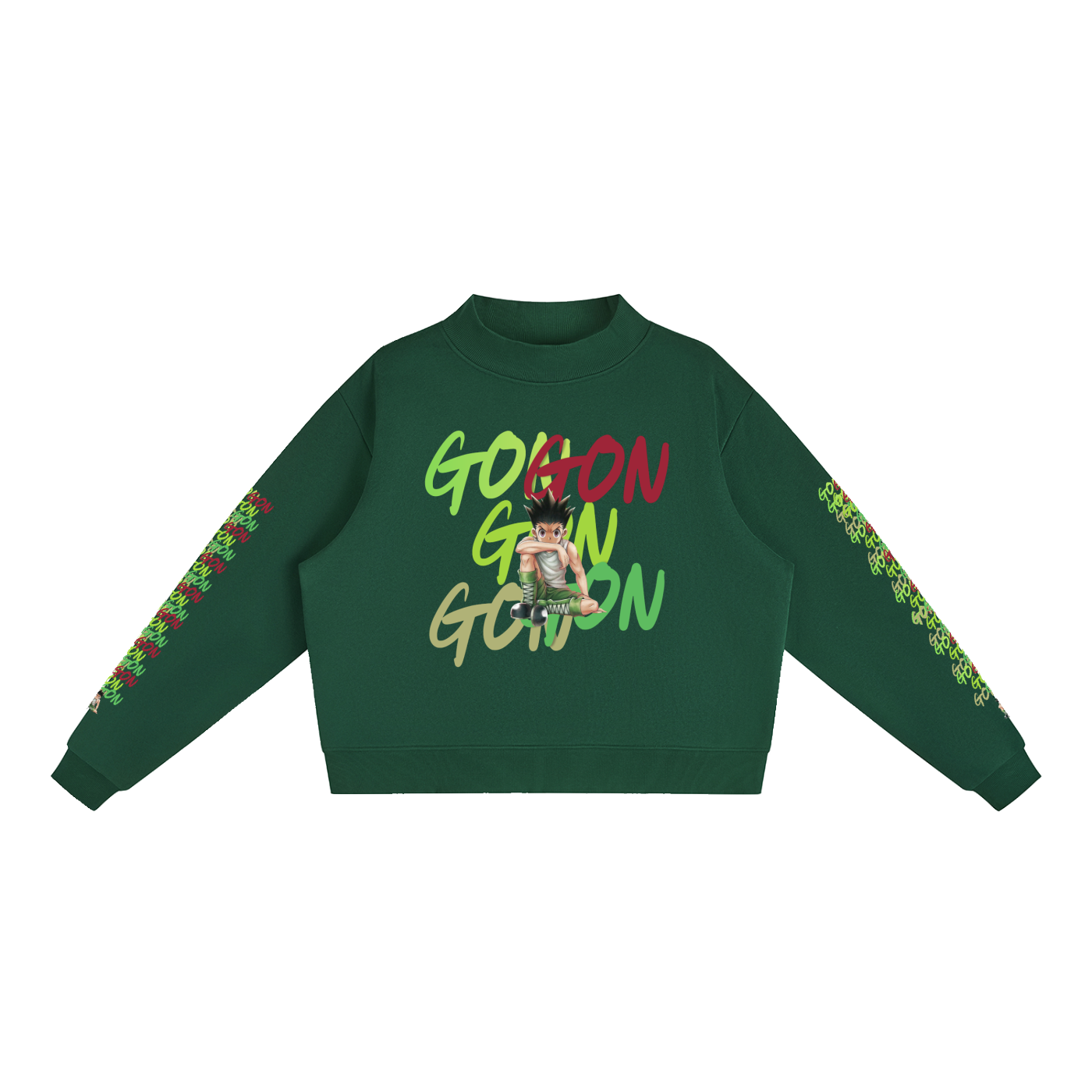 Essential Gon HxH Fleece Mock-Neck Crew Sweatshirt