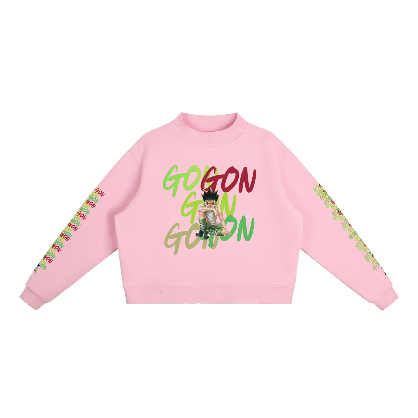 Essential Gon HxH Fleece Mock-Neck Crew Sweatshirt