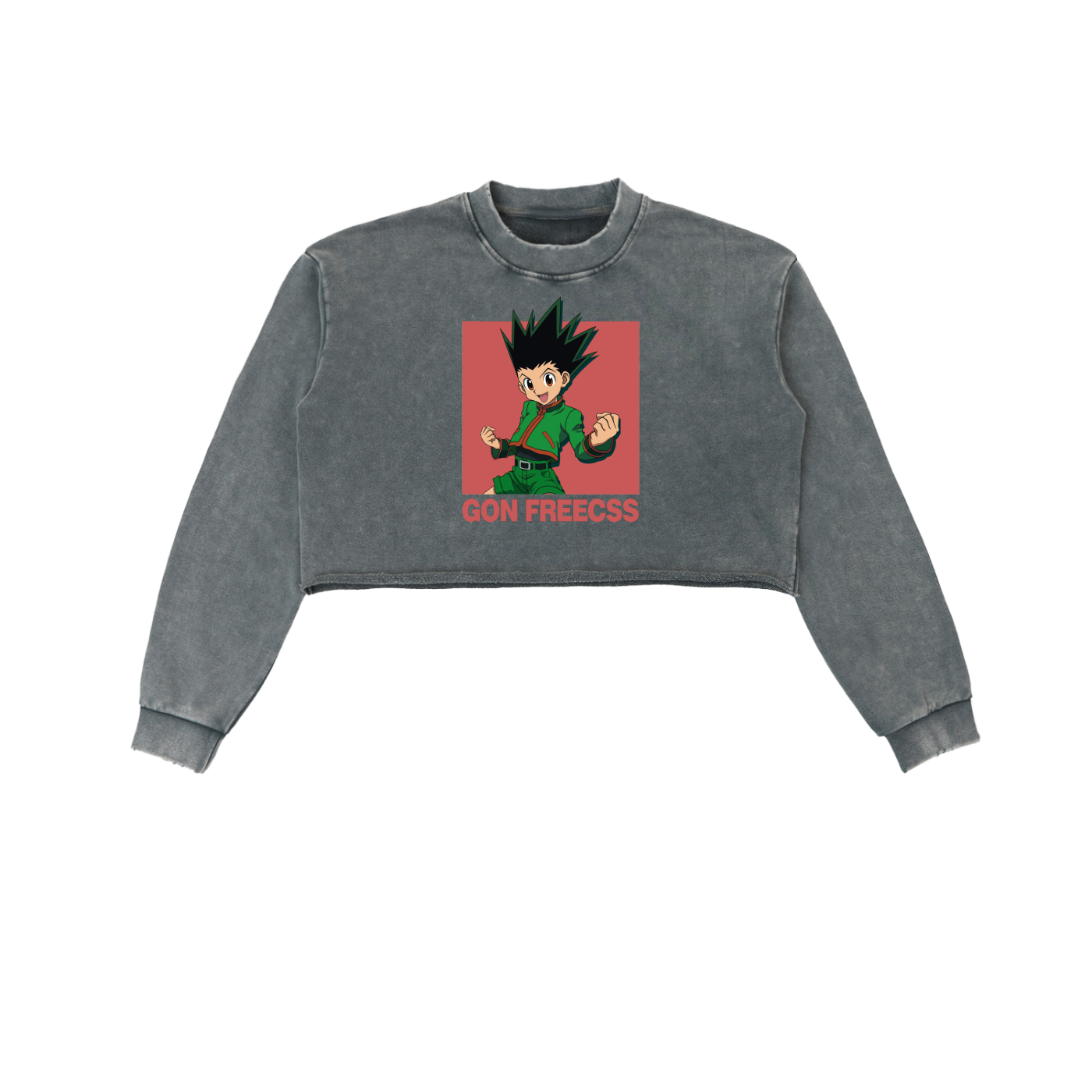 Snow Washed Gon HxH Raw Edge Women Cropped Sweatshirt