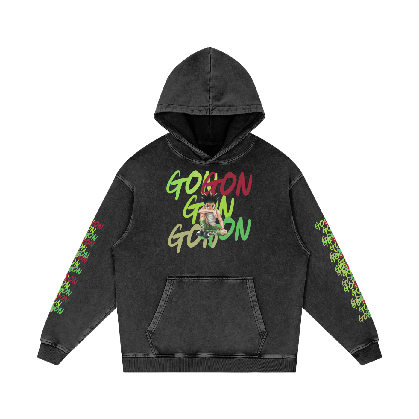 Snow Washed Gon Gon HxH Loose Cotton Hoodie